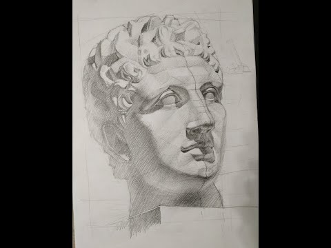 Видео: Рисуем  гипсовую голову Гермеса .