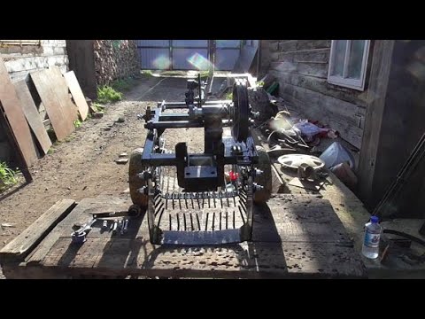 Видео: Грохотная копалка для мотоблока ОКА с ходоуменьшителем на сайлентблоках.Подробное изготовление.