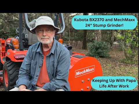 Видео: Сегодняшний проект: измельчитель пней MechMaxx 24" на малолитражном тракторе Kubota BX2370!