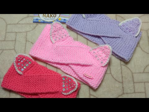 Видео: Вязаная повязка на голову для девочки. Подробный МК. Часть 2. Вязание спицами, крючком.