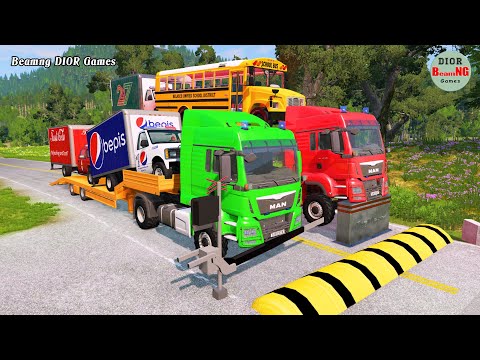 Видео: Двухплатформенный прицеп против «лежачих полицейских» | Автобусы против «лежачих полицейских» | B...