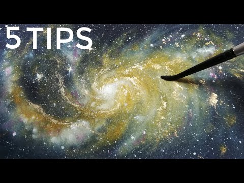 Видео: Акварельная живопись: Прекрасная галактика с золотом