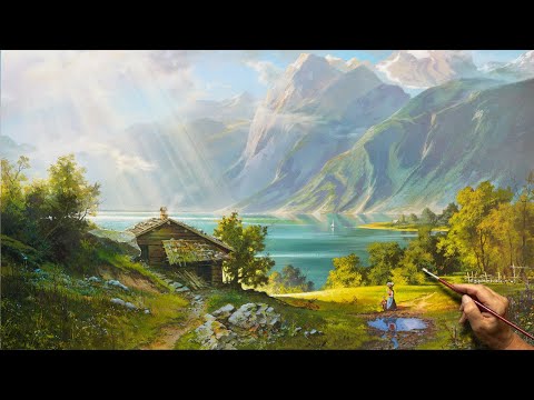 Видео: Горный пейзаж "Вспоминая о прошлом" Художник - Виктор Юшкевич. #121