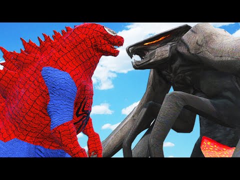 Видео: паук годзилла против королевы муто и муто самец - битва монстров