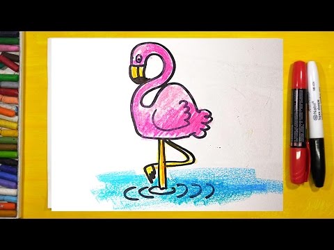 Видео: Как нарисовать Фламинго, Урок рисования для детей от 3 лет
