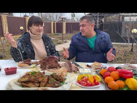 Видео: Готовим вкусное блюдо из баранины и жареная курица на ужин. Блюдо в казане на костре