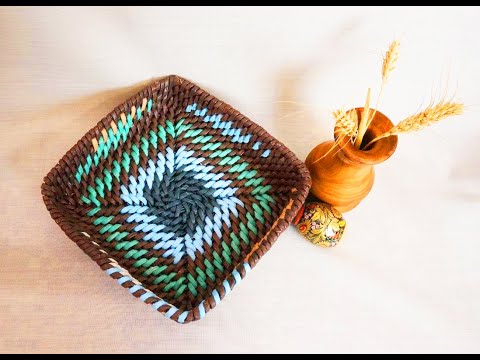 Видео: Как плести корзинку с квадратным дном. Корневое плетение.
