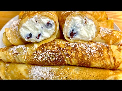 Видео: Нежные блинчики с творожной начинкой на сыворотке!