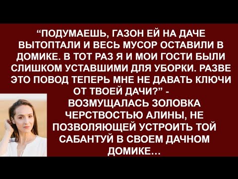 Видео: -Ну вытоптали газон и оставили мусор. И?Это не повод не пускать меня на твою дачу,-гневалась золовка