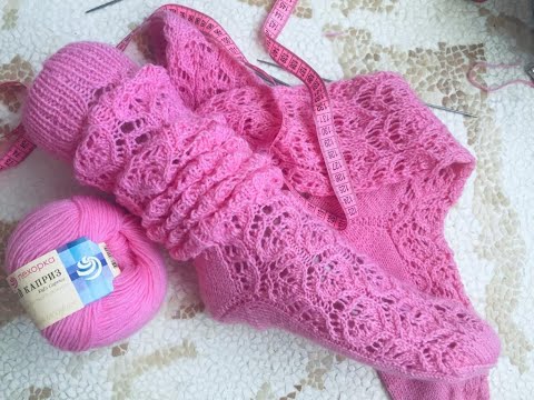 Видео: Гольфы- носки ажурные 1 с пяткой бумеранг