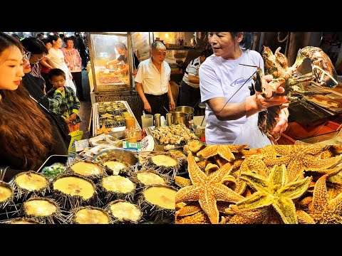Видео: Рай ночной еды в Сямыне, Китай: Черепаховый торт, акулий шар, морская звезда на гриле, яичный фарш