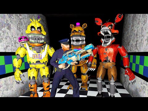 Видео: АНИМАТРОНИКИ ПУГАЮТ ОХРАННИКА FNAF 1 ЧАС COOP ГАРРИС МОД ► Garry's Mod