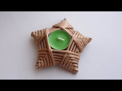 Видео: Подсвечник "Звезда" из газетных трубочек