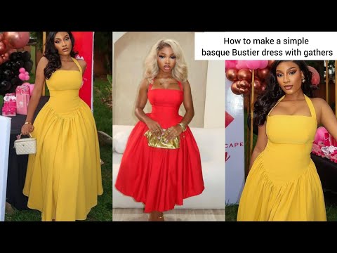 Видео: Сделай сам: как сшить простое платье-бюстье с баской и халтером со сборками #бюстье