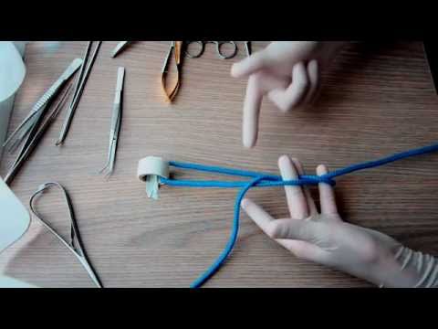 Видео: One handed + 1 finger surgical knot / простой хирургический узел, 1080р!
