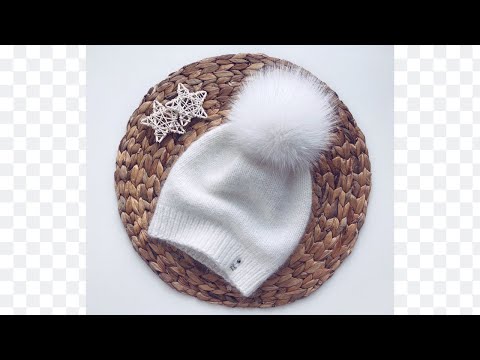 Видео: Шапка бини гладью с помпоном