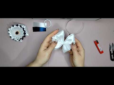 Видео: Бантики из атласной ленты 5 см и 2,5 см .