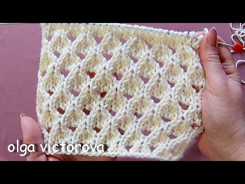 Видео: Элегантный, женственный Ажурный узор сотами 763 Узоры спицами