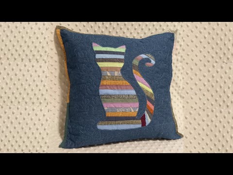 Видео: В пошив пошли кромки от ткани. Один из вариантов лоскутного шитья на примере наволочки с котом