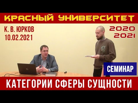 Видео: Категории сферы сущности. К. В. Юрков. Семинар. Красный университет. 10.02.2021.