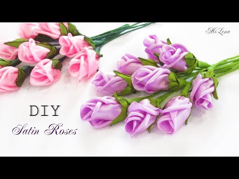 Видео: РОЗЫ ИЗ ЛЕНТ, МК / DIY RIBBON ROSES