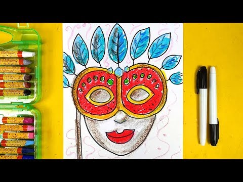 Видео: Маска на Маскарад - рисуем просто
