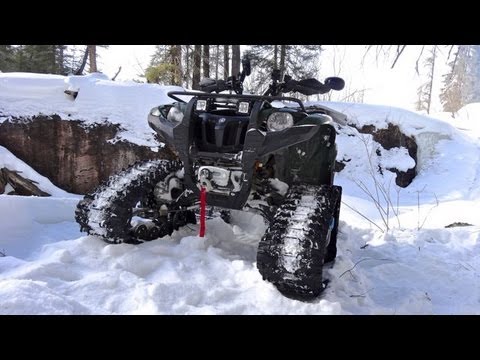 Видео: Yamaha ATV Grizzly 700 на гусеничном ходу мчится по снегу к водопаду Кабби — 17 марта 2013 г.