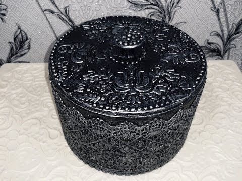 Видео: Шкатулка под серебро. Декор кружевом. Diy.
