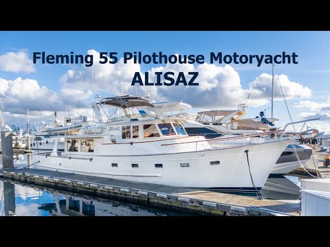 Видео: Моторная яхта Fleming 55 Pilothouse "ALISAZ" 2001 года выпуска — эллинг, выставлен на продажу в Т...