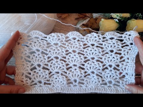 Видео: 😍АЖУРНЫЙ узор "Кружевные веерки" КРЮЧКОМ. (N 193)