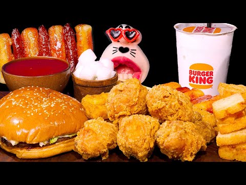 Видео: Бургер Кинг Воппер, Курица барбекю с золотистыми оливками, Длинная сырная палочка!🍔 ASMR Мукбанг :)