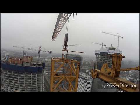 Видео: высота170м. наращивание башенного крана liebherr 280 , 500тая секция .