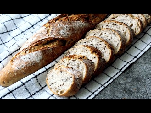 Видео: Багет на пшеничной закваске со льном. Авторский рецепт Лилии Шайдуллиной.