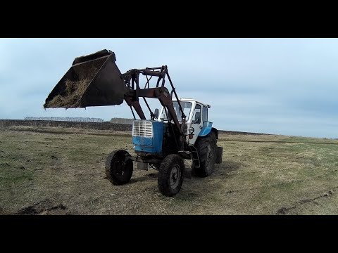 Видео: Как работается на ЮМЗ-6 с куном в первый раз? Что может против мёрзлого навоза? Осваиваю технику.