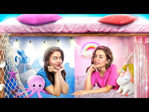 Видео: Секретные домики близняшек! 24 часа челлендж!