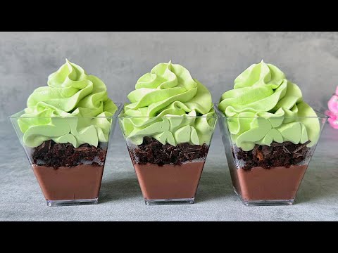 Видео: Мятно-шоколадный десерт в чашках. Легкий и вкусный десерт без выпечки.