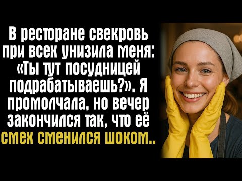 Видео: В ресторане свекровь при всех унизила меня- «Ты тут посудницей подрабатываешь_». Я промолчала....