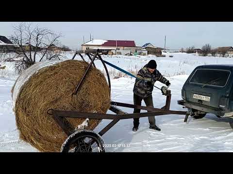 Видео: перевозка рулонов сена