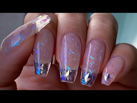 Видео: Уникальный нейл-арт🎆 / Прозрачные ногти / Ледяные ногти / Аврора / Стеклянные ногти