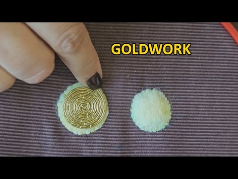 Видео: Шов вприкреп, круг, процесс/Goldwork