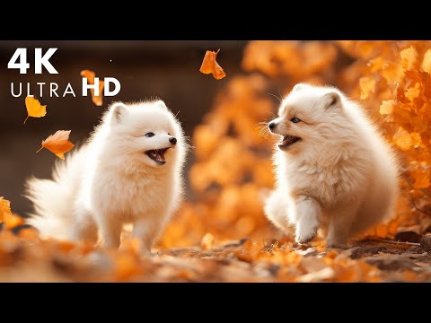 Видео: Baby Animals 4K (60FPS) прекрасные осенние моменты детенышей диких животных под расслабляющую музыку