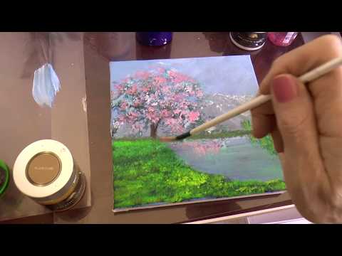 Видео: Как написать легкий Весенний пейзаж акрилом. .Spring landscape in acrylic