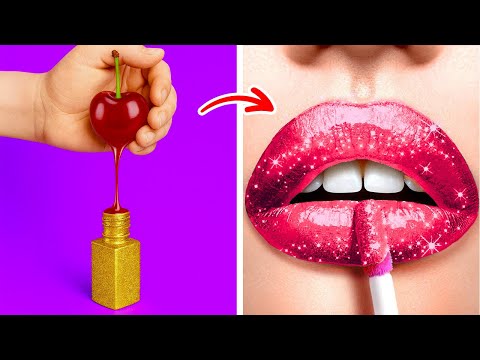 Видео: Макияж за 1 минуту ⏰💖 Простые DIY лайфхаки для стильного образа | 123 GO!