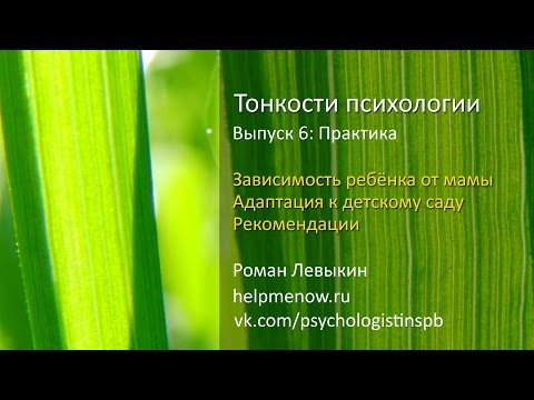 Видео: Зависимость ребёнка от мамы. Адаптация к детскому саду (Тонкости психологии 6)