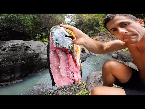 Видео: [Часть-2] Под Водопадом. Океан кишит Акулами. Выжить любой ценой. Готовлю рыбу на костре #72