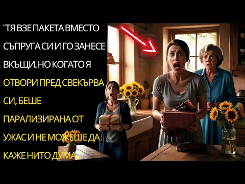 Видео: Тя взе ПАКЕТА от съпруга си, но когато го отвори пред свекърва си, беше ПАРАЛИЗИРАНА от ужас!