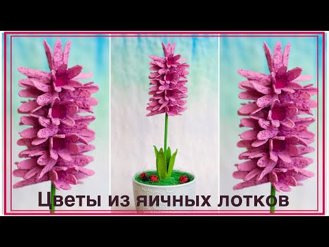 Видео: Цветы из яичных лотков. Гиацинт. Flowers made of egg box. Hyacinth.