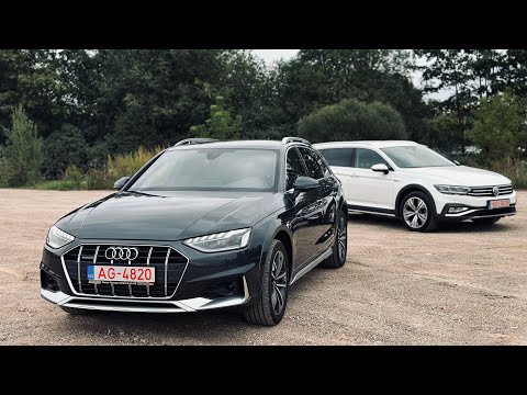 Видео: Audi A4 B9 Allroad 2.0TFSI VS Volkswagen Passat B8 Alltrack 2.0TDI. Псков.