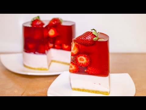 Видео: Фруктовый желейный торт с клубникой. Желе с фруктами без выпечки