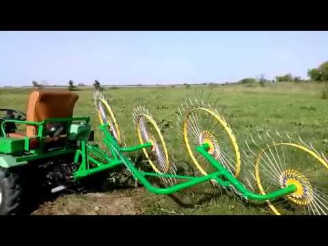 Видео: Грабли-ворошилки «Солнышко» после переделки в работе.